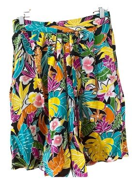 Vintage Sandra Ingrish Sport Tropical Floral Rayon Culotte Shorts M